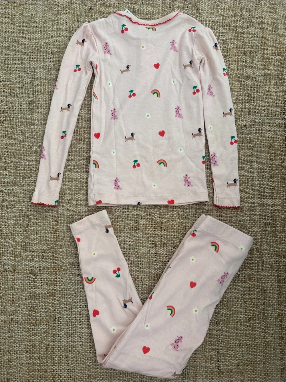 Mini Boden Pink Parisienne Print Cotton Henley Pajama Set 5Y